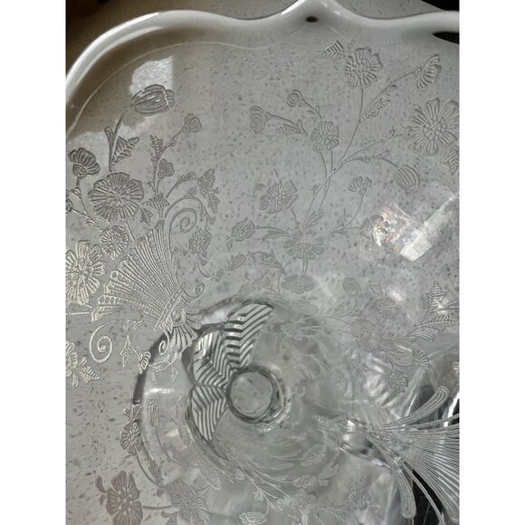 Duncan Miller First Love 8" Etched Cornucopia Vase Vintage Elegant Glass - Picture 5 of 12